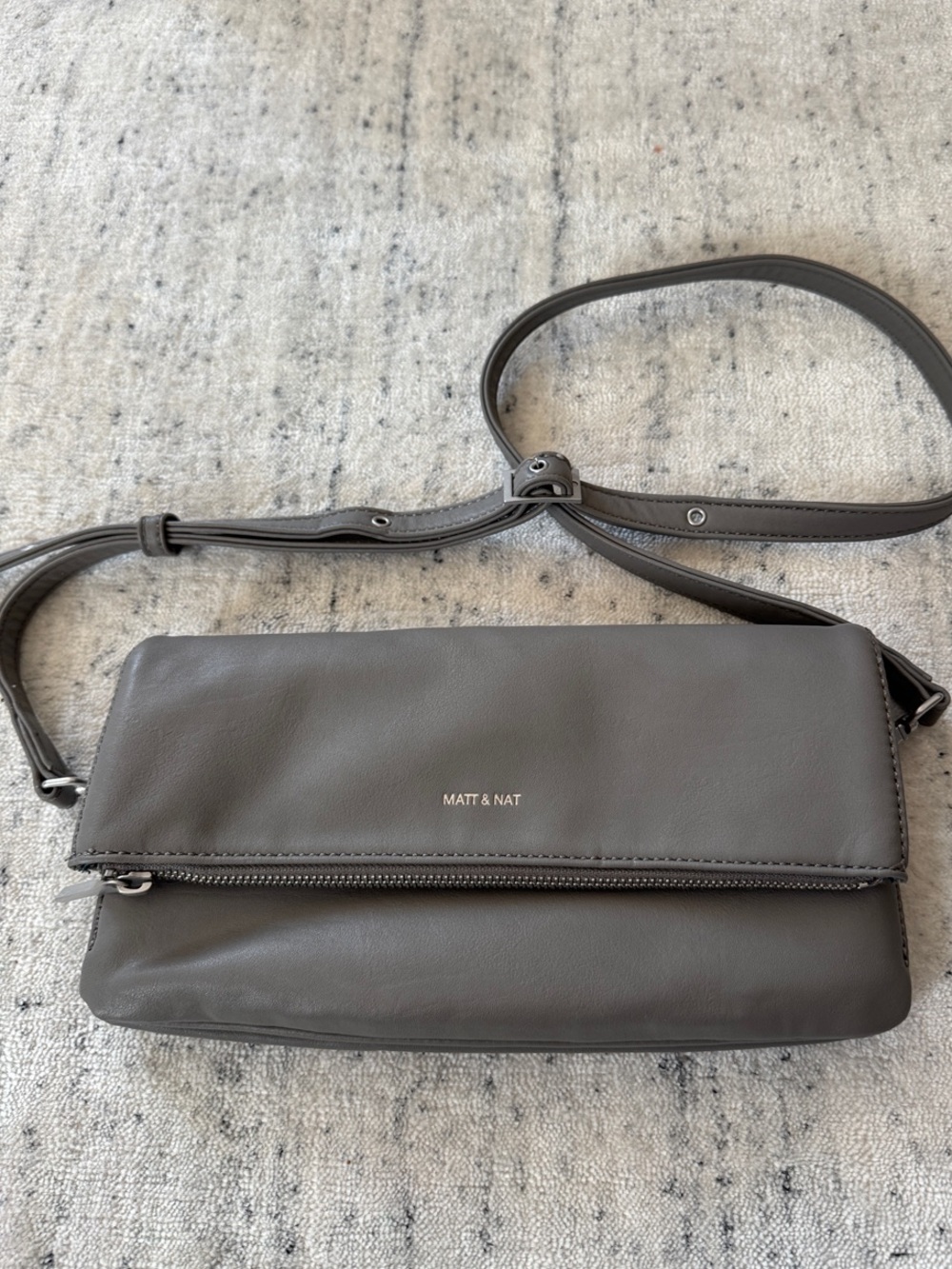 Matt & Nat Vegan Charcoal Gray Fold-Over Crossbody Bag or clutch